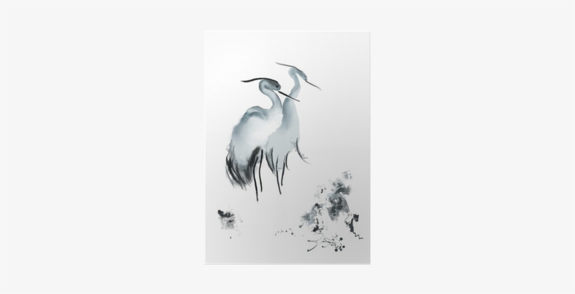 Elegant Birds Framed Painting Print Size: 30 X 45cm, transparent png #1857676