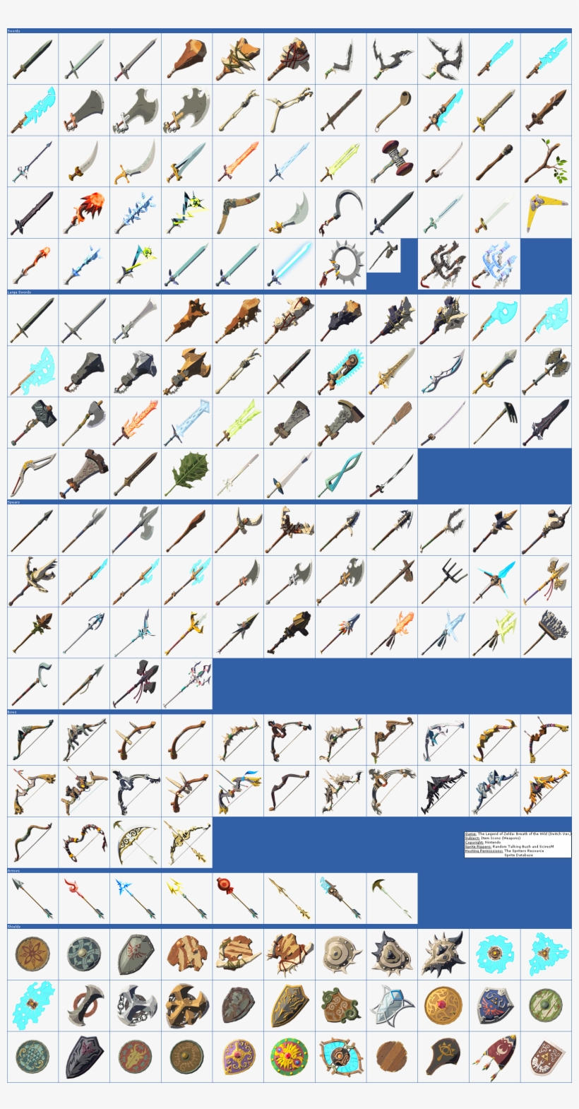 Click For Full Sized Image Item Icons - Zelda Breath Of The Wild Weapons, transparent png #1858378