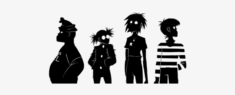 Image Result For Gorillaz Silhouette - Gorillaz Black And White, transparent png #1859327