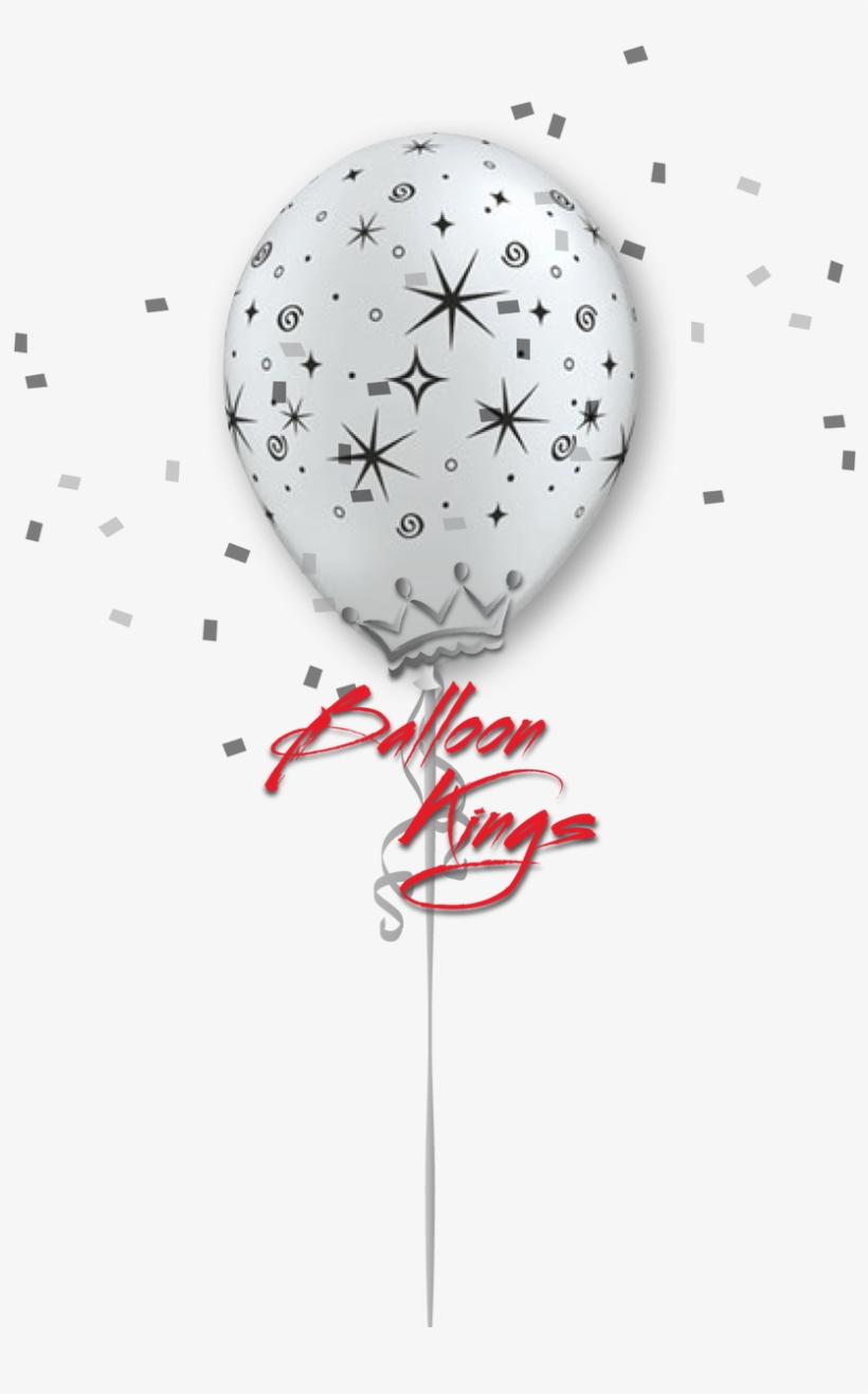 11in Sparkles Silver - 11" Sparkles & Swirls Silver & Onyx Black (50, transparent png #1862606