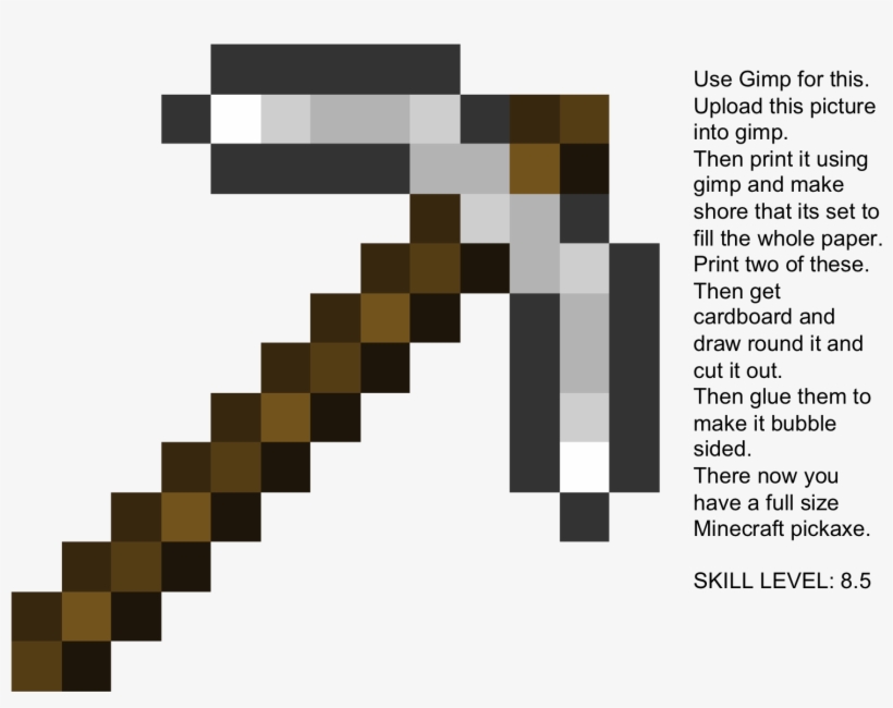 Minecraft Pickaxe Drawing At Getdrawings - Minecraft Iron Pickaxe Printable, transparent png #1865559