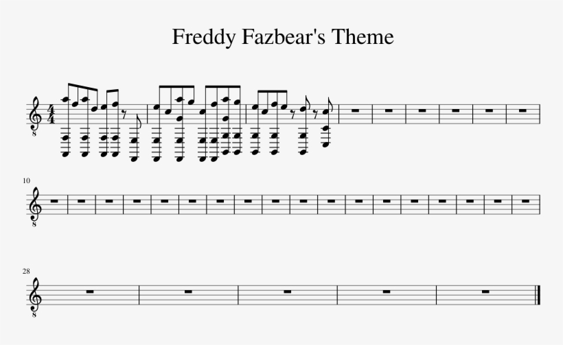 Freddy Fazbear's Theme Sheet Music 1 Of 1 Pages - Sheet Music, transparent png #1865883