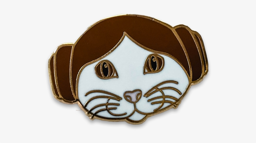 Princess Leia Cat Lapel Pin - Cartoon, transparent png #1867474
