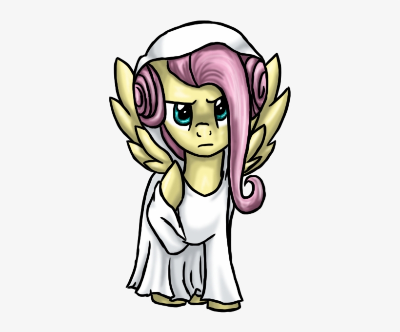 Silverwolfeye, Fluttershy, Princess Leia, Safe, Solo, - Cartoon, transparent png #1867619