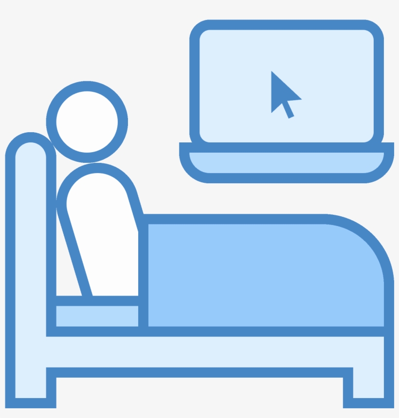 Work In Bed Icon - Cartoon Watch Tv In Bed, transparent png #1868329