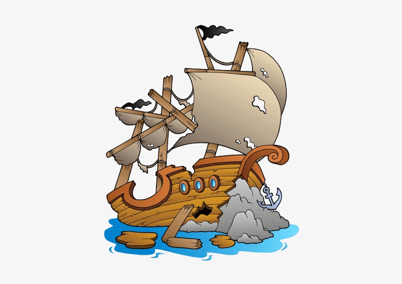 Shipwreck-graphic - Sinking Pirate Ship Clip Art, transparent png #1869171