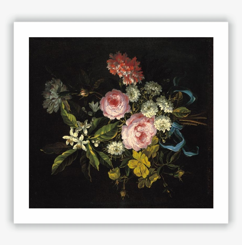 A Bouquet Of Chamomile, French Roses, Single Yellow - Giclee Painting: Monnoyer's Bouquet Of Chamomile, Roses,, transparent png #1869276