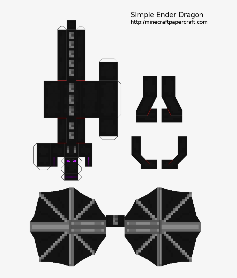 Papercraft Ender Dragon - Minecraft Papercraft Ender Dragon, transparent png #1869468