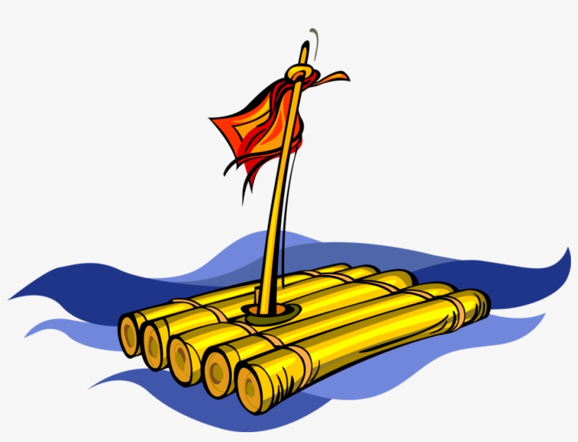 Vector Illustration Of Shipwrecked Castaway Homemade - Плот Png, transparent png #1869554