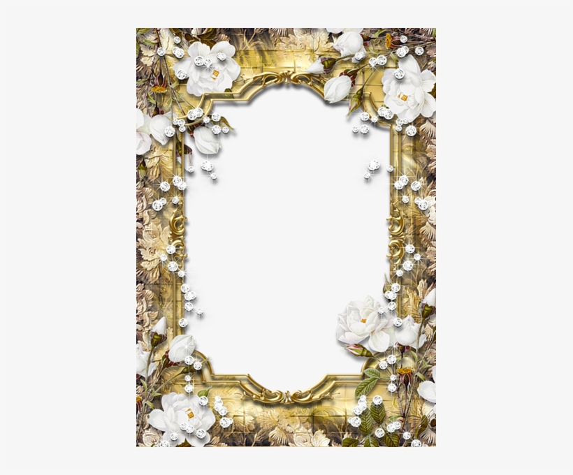 Download Frame Png Gratis - Gold Frame With Roses, transparent png #1870804