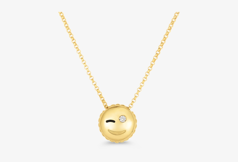 Roberto Coin Wink Emoji Pendant With Diamonds - Pendant, transparent png #1870811