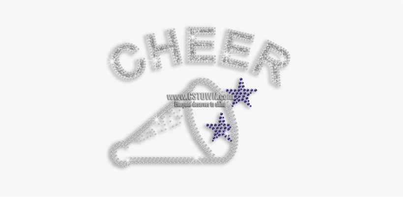 Custom Cheer Trumpet Stars Rhinestone Glitter Iron - Necklace, transparent png #1872440