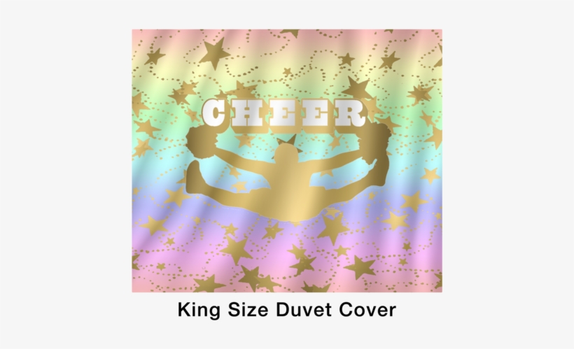 Cheer Silhouette With Stars In Gold And Rainbow Gradient - Graphic Design, transparent png #1873198