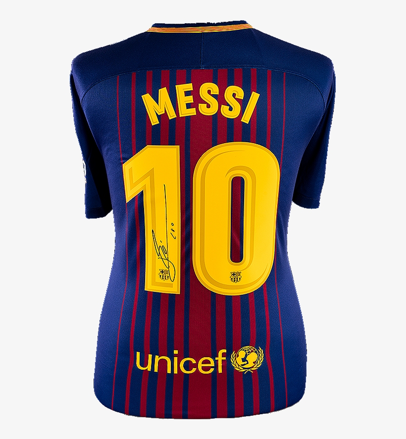 Maillot Domicile Fc Barcelone 2017-18 Dédicacé Par - Jersey Messi, transparent png #1873543