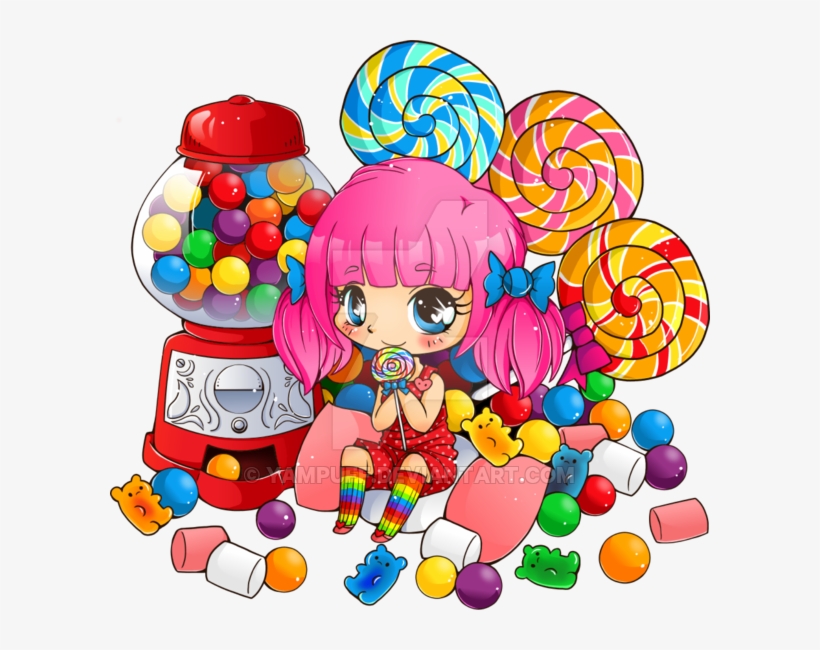 Candy Pile Png Svg Freeuse Library - Chibi Girl With Candy, transparent png #1874067