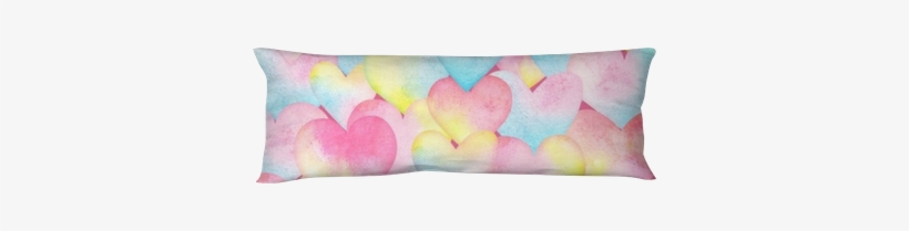 Watercolor Background With Hearts In Pastel Tender - Cushion, transparent png #1874258