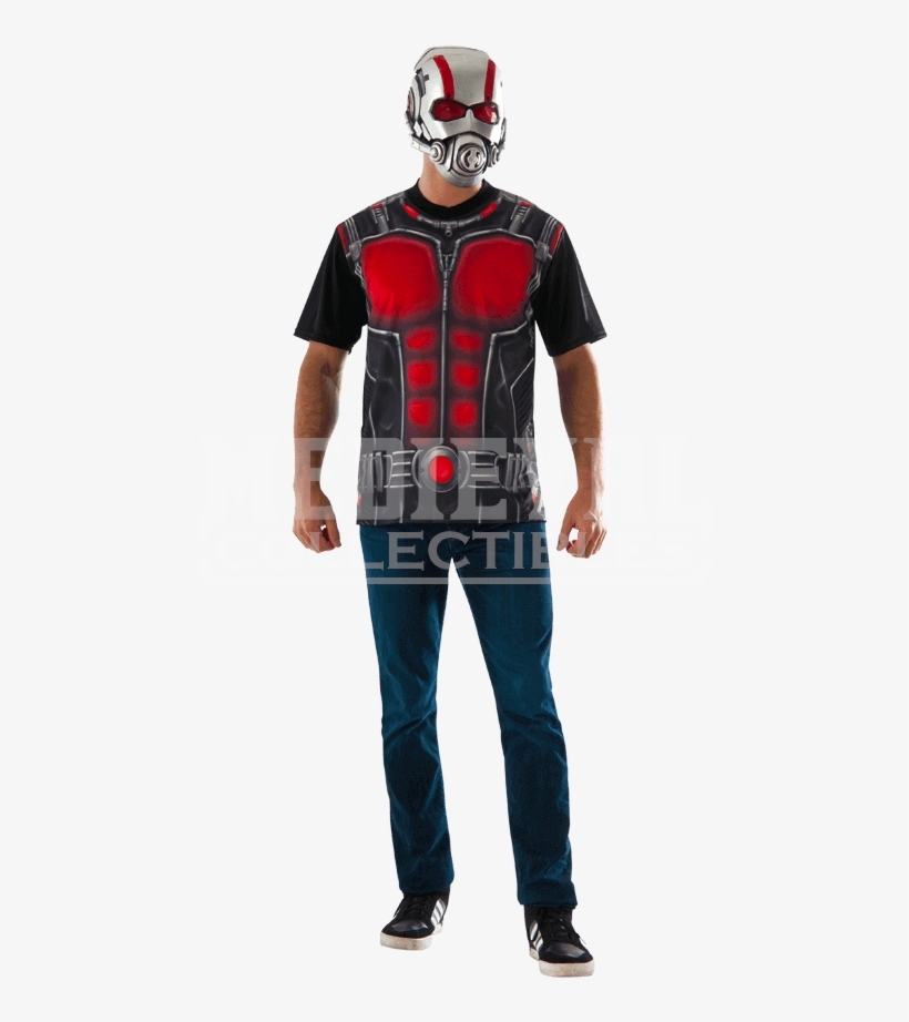 Adult Ant-man Costume Top And Mask - Ant Man T-shirt, transparent png #1874907