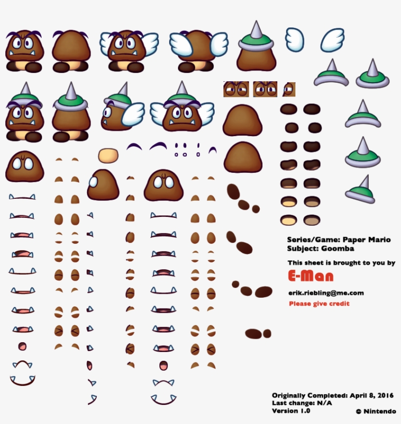 Click For Full Sized Image Goomba - Super Paper Mario Goomba Sprite Sheet, transparent png #1876104