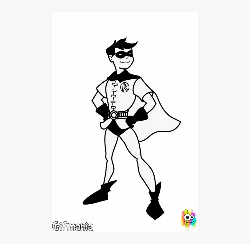 Robin Drawing Cartoon - Dibujos Para Colorear De Robin Y Batman, transparent png #1876174