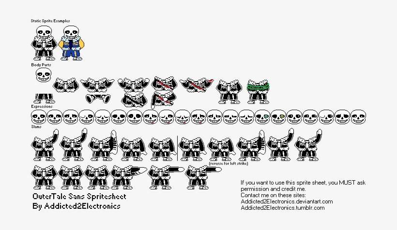 File History - Outertale Sans Sprite Sheet, transparent png #1877538