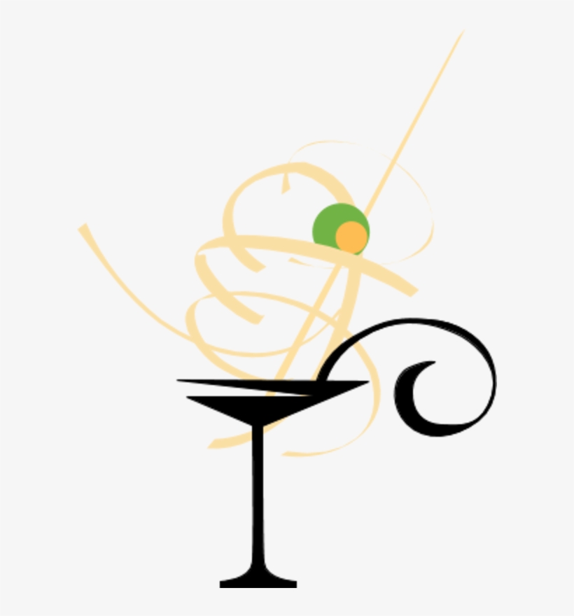 Martini Drink In A Fancy Glass With Olive - Martini Glass Clip Art, transparent png #1883731