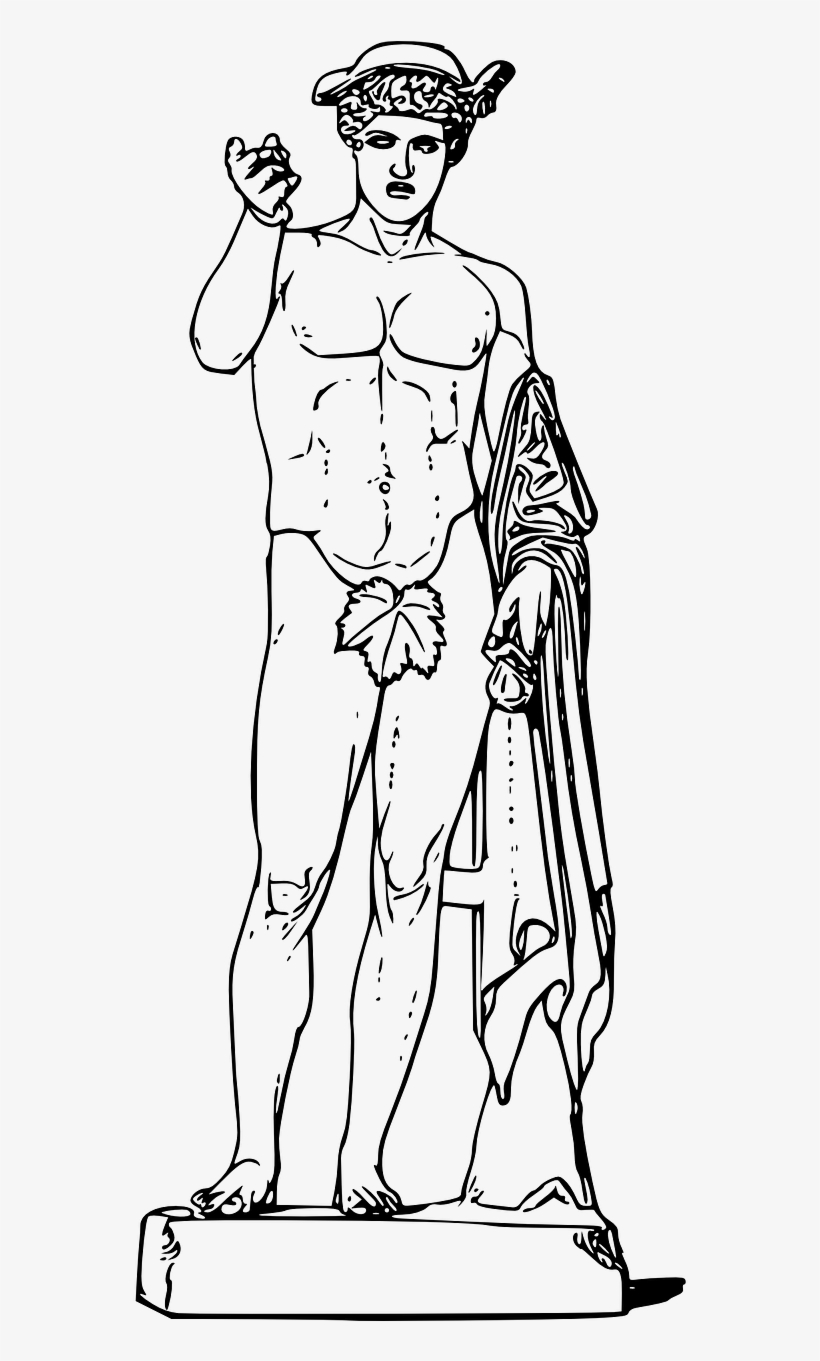 The Caduceus Is Often Mistakenly Used As A Symbol Of - Roman Statue Line Drawing, transparent png #1884347
