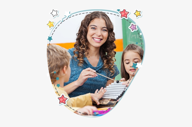 Portrait Of Happy Preschool Teacher And Children Playing - Imagenes De Trabajo Maestra, transparent png #1884706