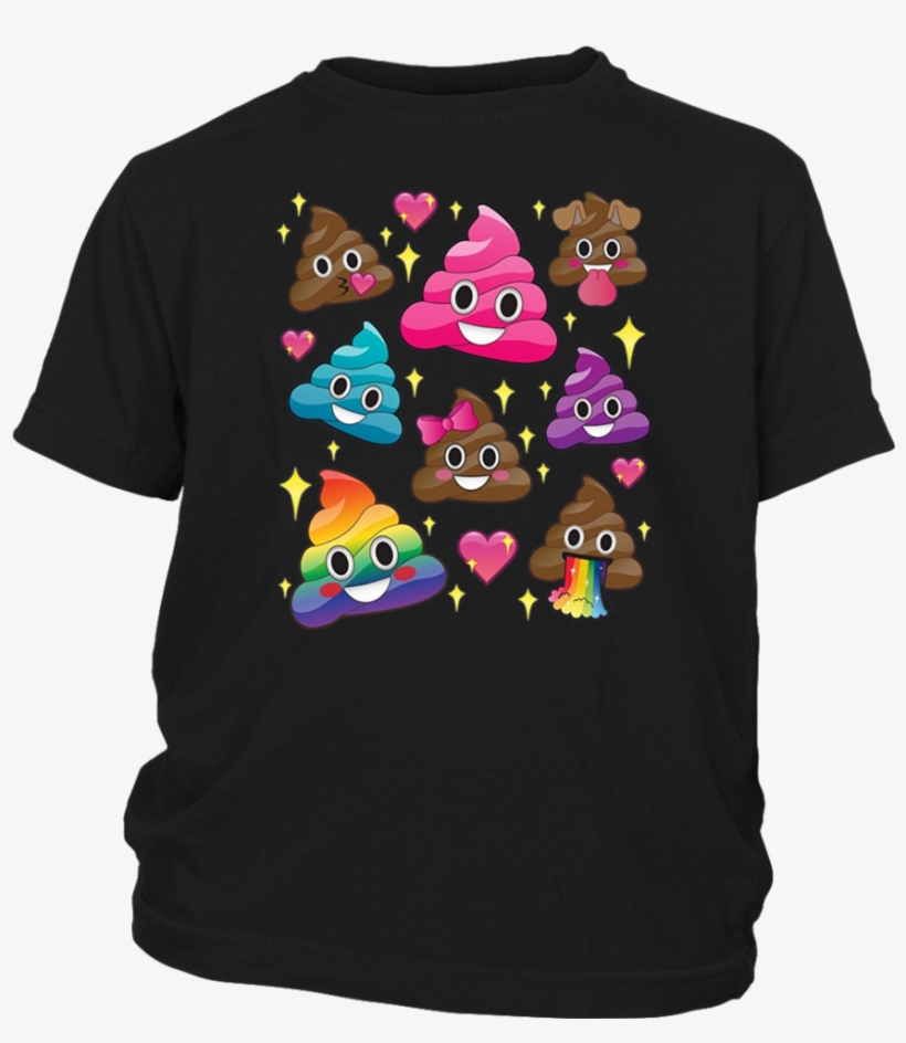 Cute Emoji Poop Rainbow Pink Bow Gold Unicorn Girl - Cute Girl Rainbow Emoji Poop T-shirt - Bff Gift Or, transparent png #1885621