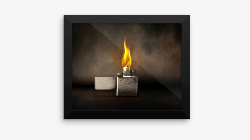 Open Lighter With Flames On Gray Background Keychain, transparent png #1886443