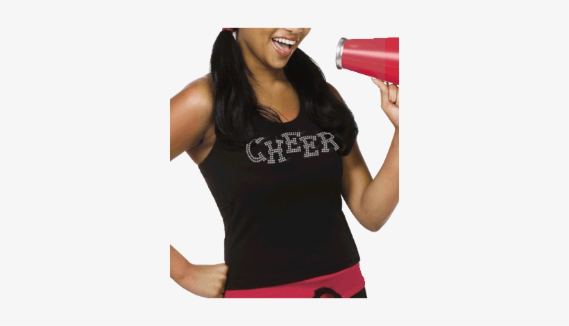 Rhinestone Cheer Black Racer Back Tank Top - Cheerleading, transparent png #1887763
