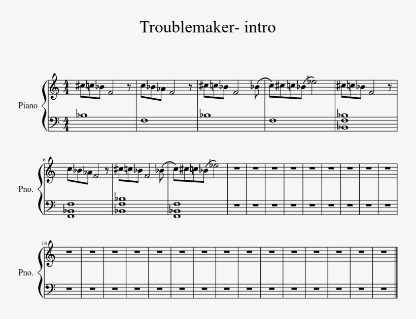 Troublemaker- Intro Sheet Music 1 Of 1 Pages - Oh My Darling Clementine Piano Sheet, transparent png #1888172