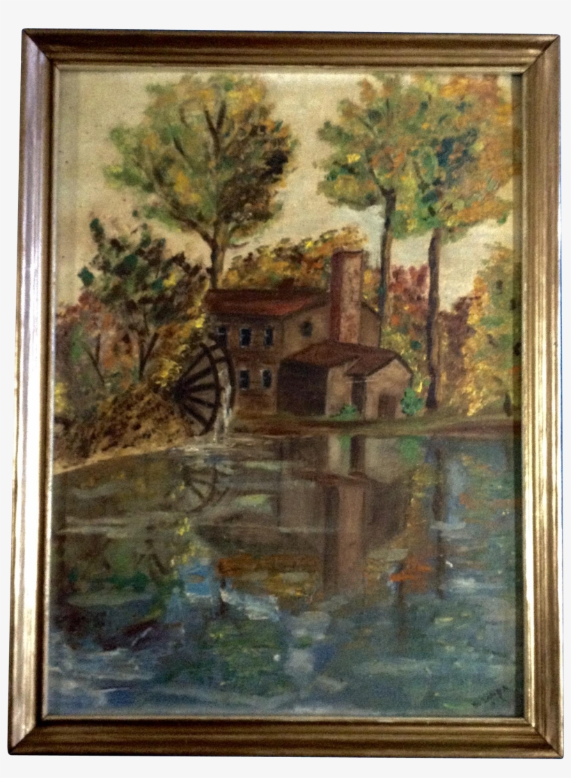 Susanna, Old Waterwheel Mill Oil Painting Painted On - Canvas, transparent png #1889734