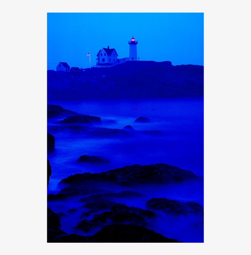 Photograph Of A Maine Lighthouse In Blue Mist And Ocean - Maine, transparent png #1890742