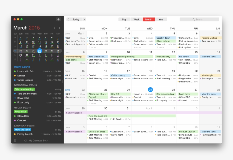 Month View - Mac Os Sierra Calendar, transparent png #1891946