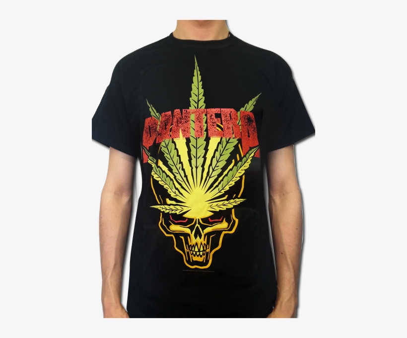 Our 20 Favorite Metal T-shirts - Pantera Pot Leaf And Skull, transparent png #1892987