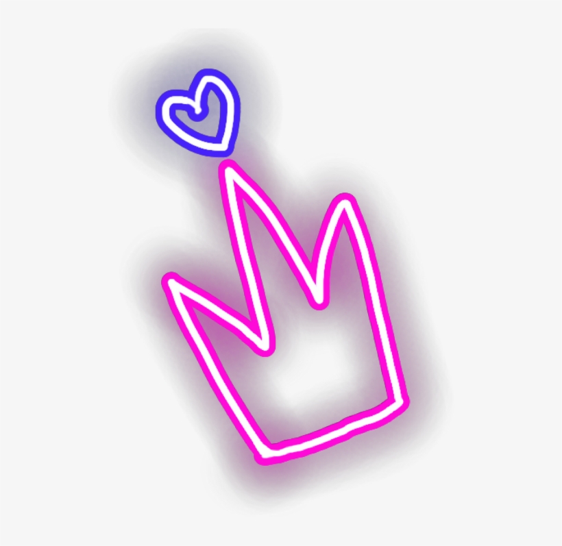 Ftestickers Crown Heart Love Neon Pink - Love, transparent png #1894064