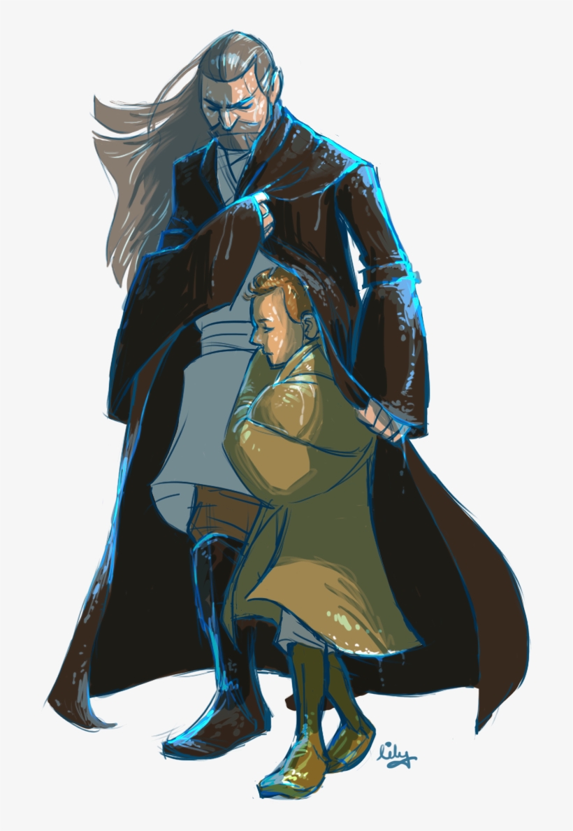 Qui Gon Jinn And Obi Wan Kenobi - Qui Gon Jinn Obi Wan Kenobi Fanart, transparent png #1894336