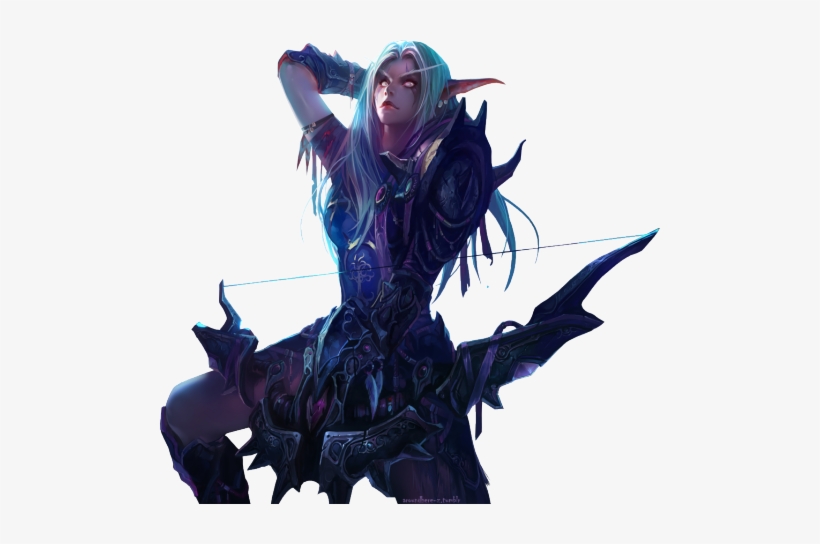 Sylvanas E1424810223 - Night Elf Hunter Png, transparent png #1894590