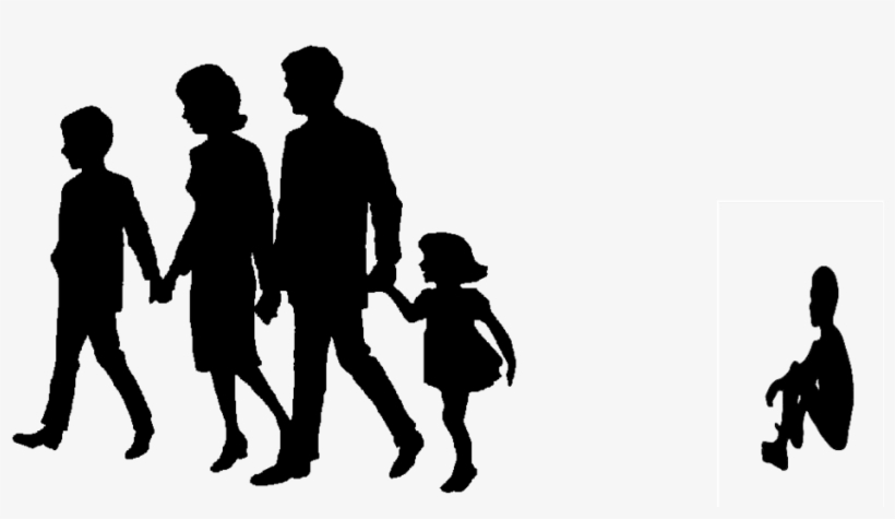 Black - Family Walking Silhouette Png, transparent png #1895070