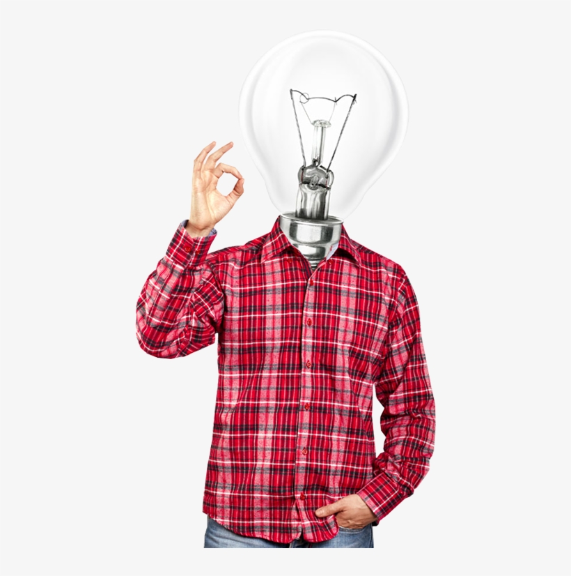 Man With Idea Light Bulb Head Concept - Bulb Head Png, transparent png #1896627