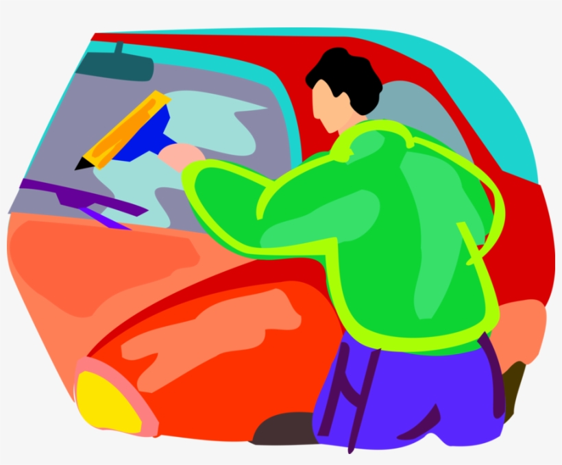 Vector Illustration Of Window Washer Washing Automobile - Fond Du Lac Police, transparent png #1897156