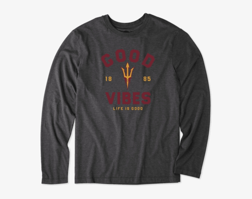 Men's Arizona State Good Vibes Arc Long Sleeve Cool - T-shirt, transparent png #1897253