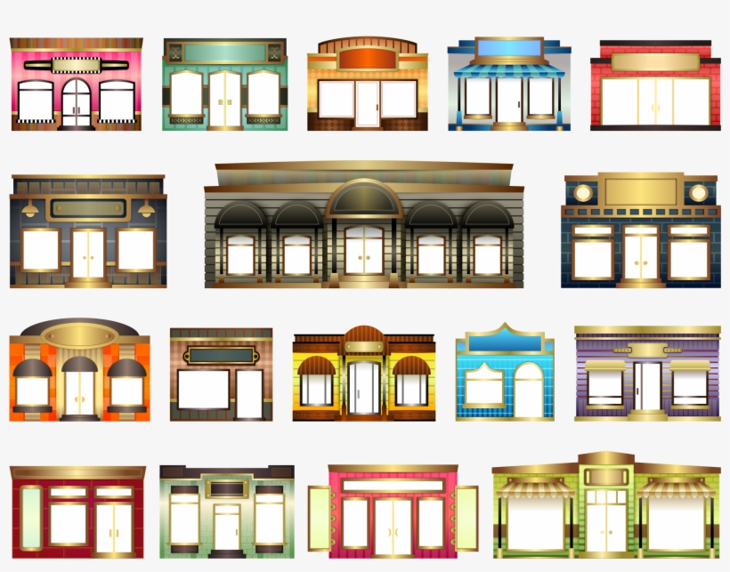 Abstract Store House Fronts Shop Window Door 555px - Store Fronts Clipart, transparent png #1897306