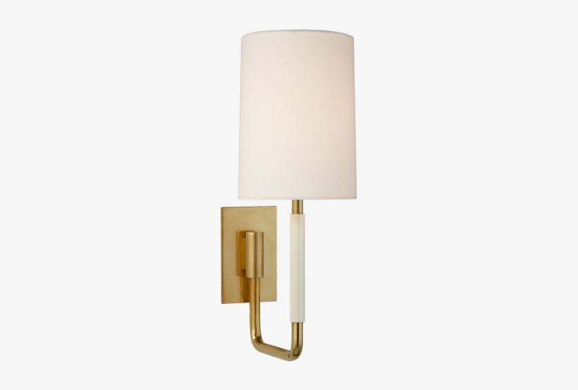 Clout Small Sconce In Soft Brass With Linen Shade - Sconce, transparent png #1897491
