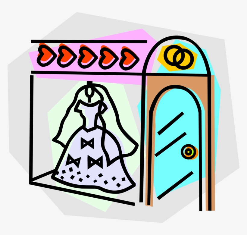 Vector Illustration Of Bride's Wedding Dress Hangs, transparent png #1897601