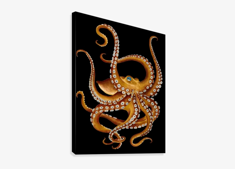 Brown Bronze Octopus Blue Eye Tentacles - Watercolor Painting, transparent png #1898141