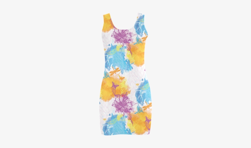 Vibrant Flower Watercolor Medea Vest Dress - Active Tank, transparent png #190446