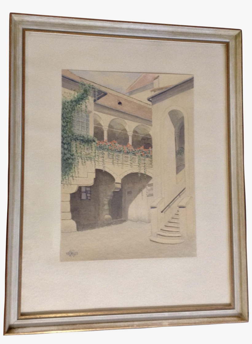 1963 Kk Architectural Watercolor Painting Of A European - Picture Frame, transparent png #190704