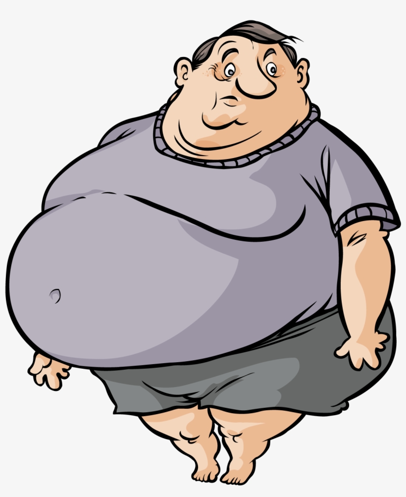 Fat Cartoon Man - Fat And Skinny Person, transparent png #191075