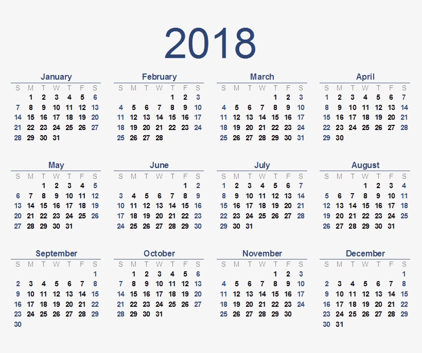 2018 Calendar Png Background - South African Calendar 2018 - Free ...